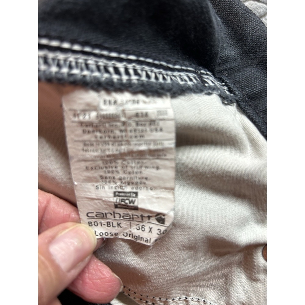 Carhartt B01 BLK Duck Double Front Work Pants Mens 36x30 Black USA Made - Picture 5 of 12